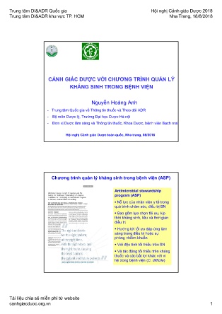 Bài giảng Cảnh giác dược với chương trình quản lý kháng sinh trong bệnh viện