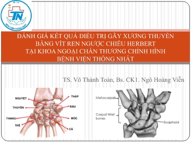 Bài giảng Đánh giá kết quả điều trị gãy xương thuyền bằng vít ren ngược chiều Herbert tại khoa ngoại chấn thương chỉnh hình Bệnh viện Thống Nhất