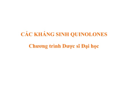 Bài giảng Dược lý 2 - Phần 6: Kháng sinh Quinolones (Chương trình Dược sĩ Đại học)