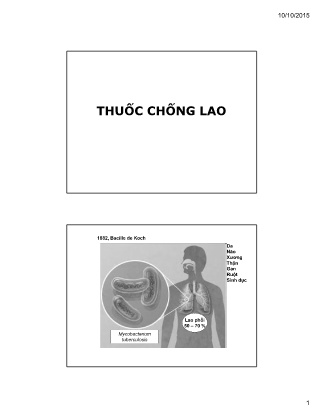 Bài giảng Dược lý học - Thuốc chống lao