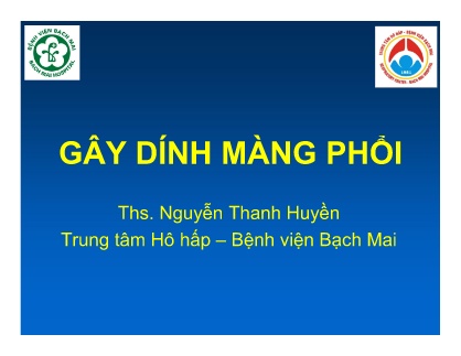 Bài giảng Gây dính màng phổi