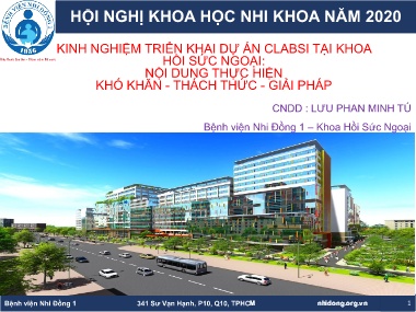 Bài giảng Kinh nghiệm triển khai dự án Clabsi tại Khoa hồi sức ngoại: Nội dung thực hiện khó khăn - Thách thức - Giải pháp