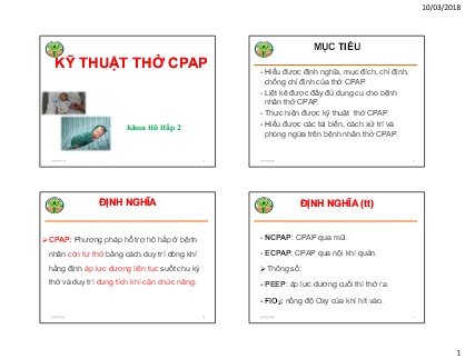 Bài giảng Kỹ thuật thở CPAP (Khoa hô hấp)