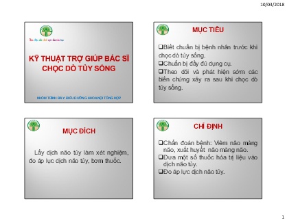 Bài giảng Kỹ thuật trợ giúp bác sĩ chọc dò tủy sống