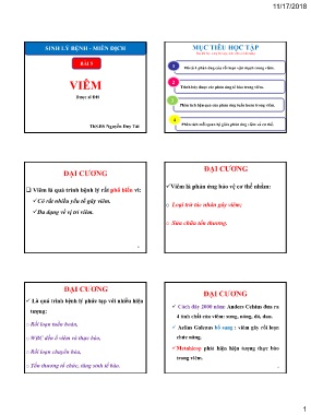 Bài giảng Miễn dịch và Sinh lý bệnh - Bài 5: Viêm - Nguyễn Duy Tài