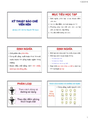 Bài giảng môn Bào chế - Kỹ thuật bào chế viên nén