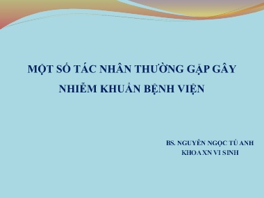 Bài giảng Một số tác nhân thường gặp gây nhiễm khuẩn bệnh viện