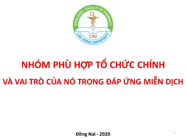 Bài giảng Nhóm phù hợp tổ chức chính và vai trò của nó trong đáp ứng miễn dịch