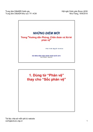 Bài giảng Những điểm mới trong “hướng dẫn phòng, chẩn đoán và xử trí phản vệ”
