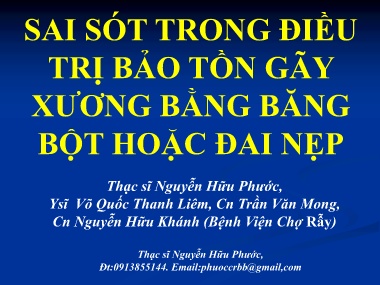 Bài giảng Sai sót trong điều trị bảo tồn gãy xương bằng băng bột hoặc đai nẹp