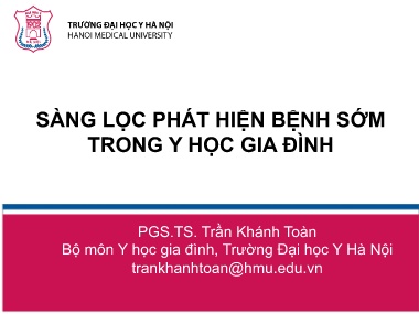 Bài giảng Sàng lọc phát hiện bệnh sớm trong y học gia đình
