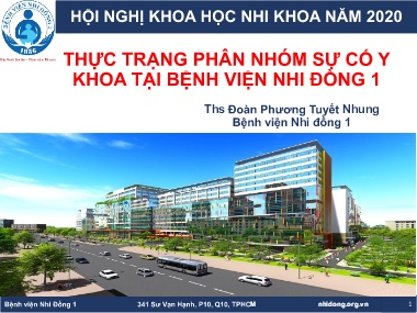 Bài giảng Thực trạng phân nhóm sự cố y khoa tại Bệnh viện Nhi Đồng 1