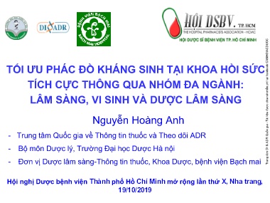 Bài giảng Tối ưu phác đồ kháng sinh tại khoa hồi sức tích cực thông qua nhóm đa ngành: Lâm sàng, vi sinh và dược lâm sàng