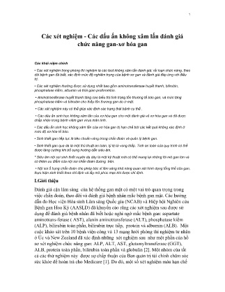 Các xét nghiệm - Các dấu ấn không xâm lấn đánh giá chức năng gan - Xơ hóa gan