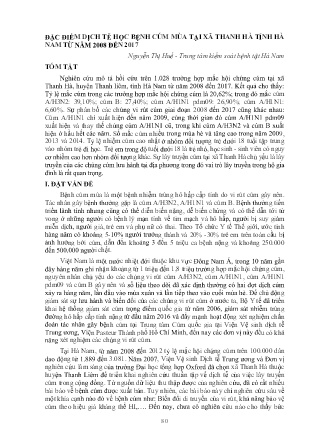 Đặc điểm dịch tễ học bệnh cúm mùa tại xã Thanh Hà tỉnh Hà Nam từ năm 2008 đến 2017