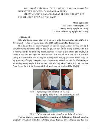 Điều trị gãy kín trên lồi cầu xương cánh tay bằng kéo nắn đặt nẹp bột cánh cẳng bàn tay trẻ em