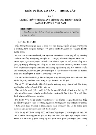 Giáo trình Điều dưỡng cơ bản 1 – Trung Cấp