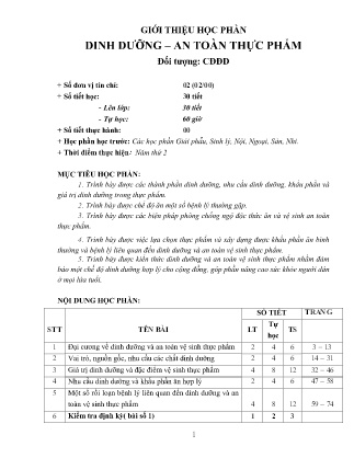 Giáo trình Dinh dưỡng – An toàn thực phẩm (Cao đẳng - Đại học)