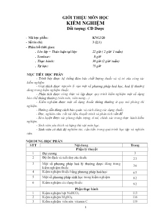 Giáo trình Kiểm nghiệm (Cao đẳng Dược)