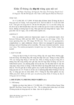 Khâu lỗ thủng Dạ dày - Tá tràng qua nội soi