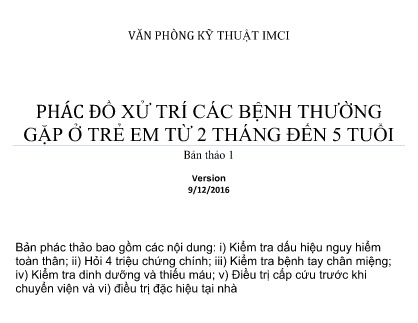 Phác đồ xử trí các bệnh thường gặp ở trẻ em từ 2 tháng đến 5 tuổi