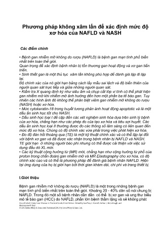 Phương pháp không xâm lấn để xác định mức độ xơ hóa của NAFLD và NASH