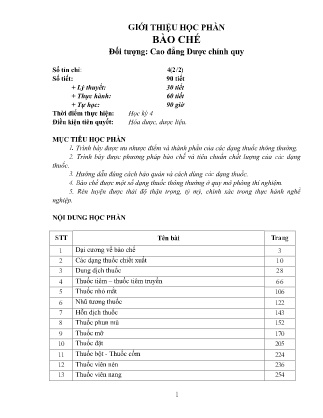 Tài liệu Bào chế (Cao đẳng Dược chính quy)