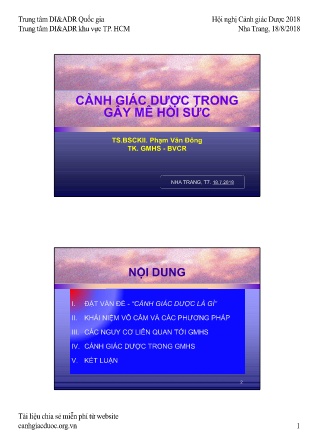 Tài liệu Cảnh giác dược trong gây mê hồi sức