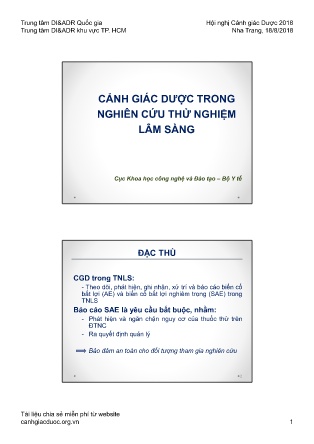 Tài liệu Cảnh giác dược trong nghiên cứu thử nghiệm lâm sàng