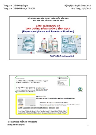 Tài liệu Cảnh giác dược và dinh dưỡng bằng đường tĩnh mạch (Pharmacovigilance and parenteral nutrition)