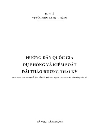 Tài liệu Hướng dẫn quốc gia dự phòng và kiểm soát đái tháo đường thai kỳ