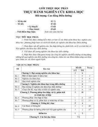 Tài liệu Thực hành nghiên cứu khoa học (Cao đẳng Điều dưỡng)