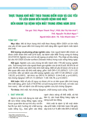 Thực trạng khô mắt theo thang điểm osdi và các yếu tố liên quan đến người bệnh khô mắt đến khám tại Bệnh viện Mắt Trung ương năm 2018