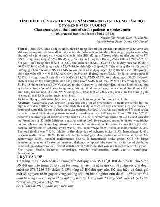 Tình hình tử vong trong 10 năm (2003-2012) tại Trung tâm đột quỵ - Bệnh viện Trung ương Quân đội 108